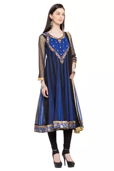 Blue Embroidered Georgette Salwar