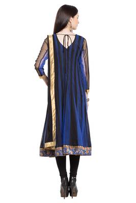 Blue Embroidered Georgette Salwar 4