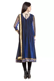 Blue Embroidered Georgette Salwar