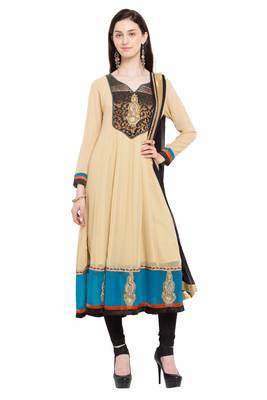 Beige Embroidered Georgette Salwar 1