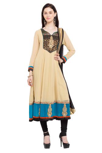 Beige Embroidered Georgette Salwar