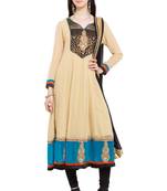 Beige Embroidered Georgette Salwar