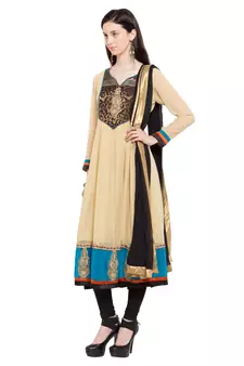 Beige Embroidered Georgette Salwar