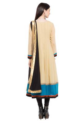 Beige Embroidered Georgette Salwar 4