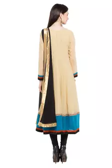 Beige Embroidered Georgette Salwar