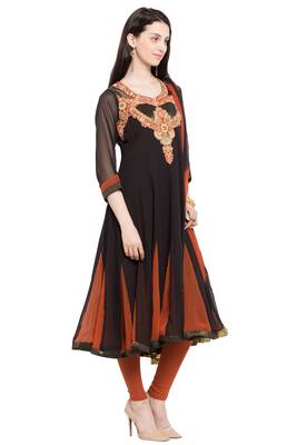 Black Embroidered Georgette Salwar 3