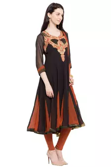 Black Embroidered Georgette Salwar
