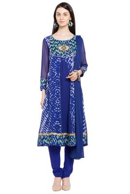 Blue Printed Georgette Salwar 1