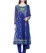 Blue Printed Georgette Salwar