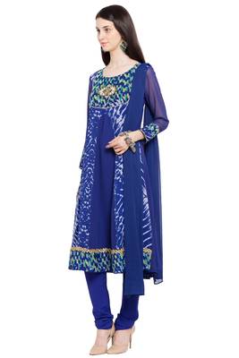 Blue Printed Georgette Salwar 2