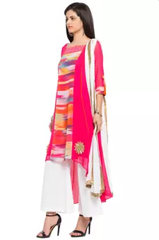 Pink Printed Georgette Salwar