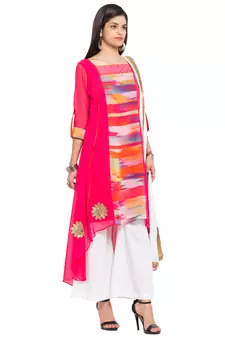 Pink Printed Georgette Salwar