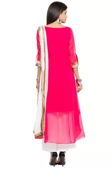 Pink Printed Georgette Salwar