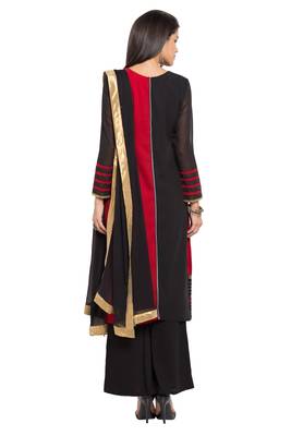 Red Embroidered Georgette Salwar 4