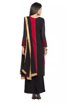 Red Embroidered Georgette Salwar