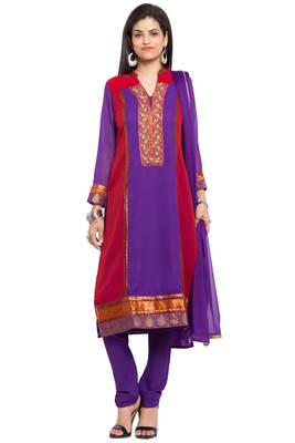 Purple Embroidered Georgette Salwar 1