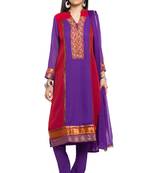 Purple Embroidered Georgette Salwar