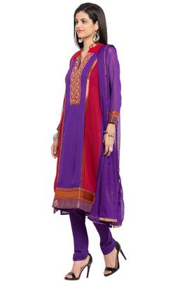 Purple Embroidered Georgette Salwar 2