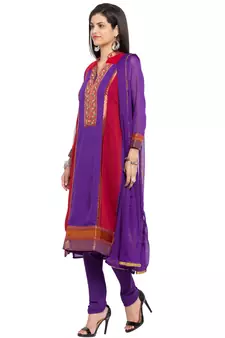 Purple Embroidered Georgette Salwar