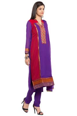 Purple Embroidered Georgette Salwar 3