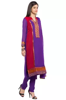Purple Embroidered Georgette Salwar