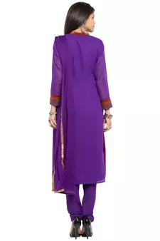 Purple Embroidered Georgette Salwar