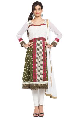 White Printed Georgette Salwar 1