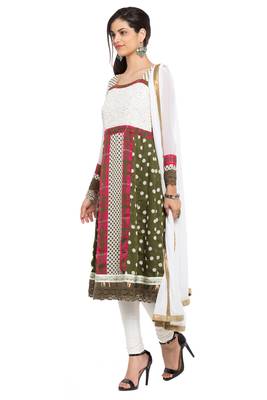 White Printed Georgette Salwar 2