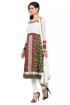 White Printed Georgette Salwar