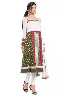 White Printed Georgette Salwar