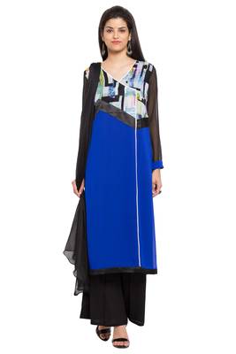 Blue Printed Georgette Salwar 1