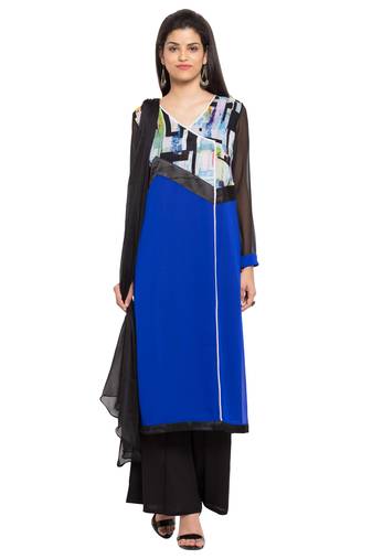Blue Printed Georgette Salwar