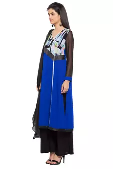 Blue Printed Georgette Salwar