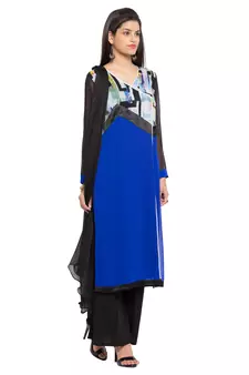 Blue Printed Georgette Salwar