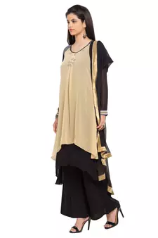 Beige Plain Georgette Salwar