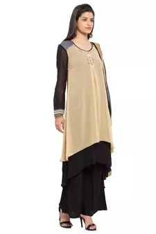 Beige Plain Georgette Salwar