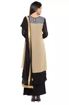 Beige Plain Georgette Salwar