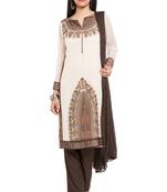 Beige Embroidered Georgette Salwar