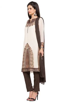 Beige Embroidered Georgette Salwar 2