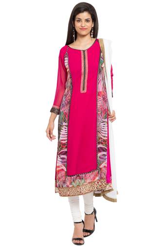 Pink Printed Georgette Salwar