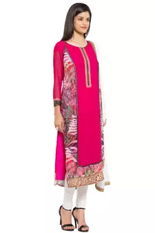 Pink Printed Georgette Salwar