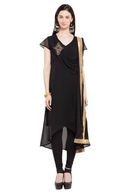 Black Embroidered Georgette Salwar 1