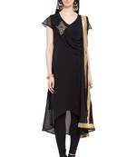 Black Embroidered Georgette Salwar