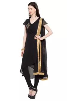 Black Embroidered Georgette Salwar