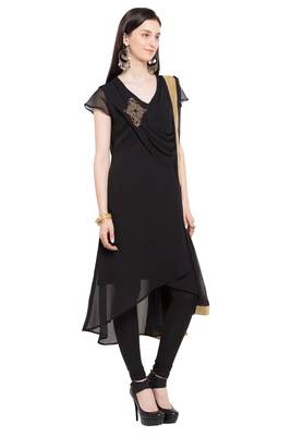 Black Embroidered Georgette Salwar 3