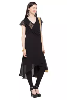 Black Embroidered Georgette Salwar