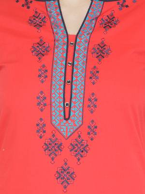 Multi coloured embroidered cotton  unstitched salwar with dupatta 3
