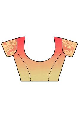 Pink & Beige Woven Chiffon Saree With Blouse 3