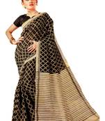 Black Printed Banglori Silk Saree With Blouse