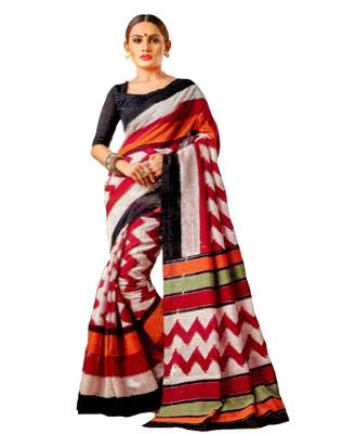 Multicolour Printed Bnaglori Silk Saree With Blouse 1